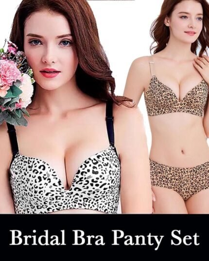 Pack Of 2 Bridal Cheetah Bra Panty Sets
