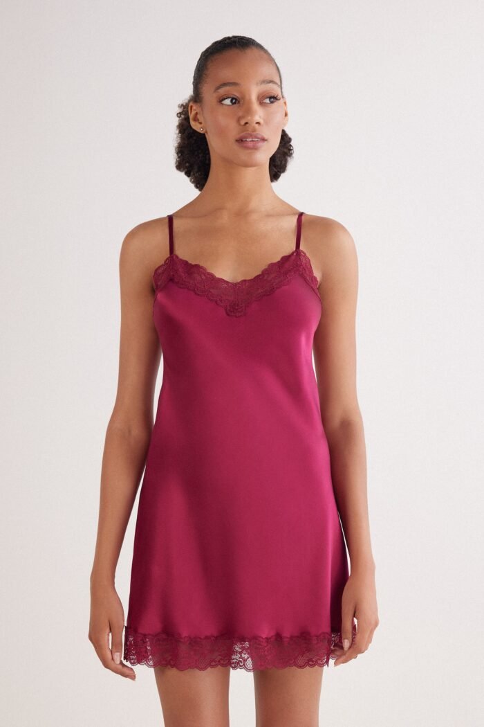 Silk Slip with Lace Insert Detail